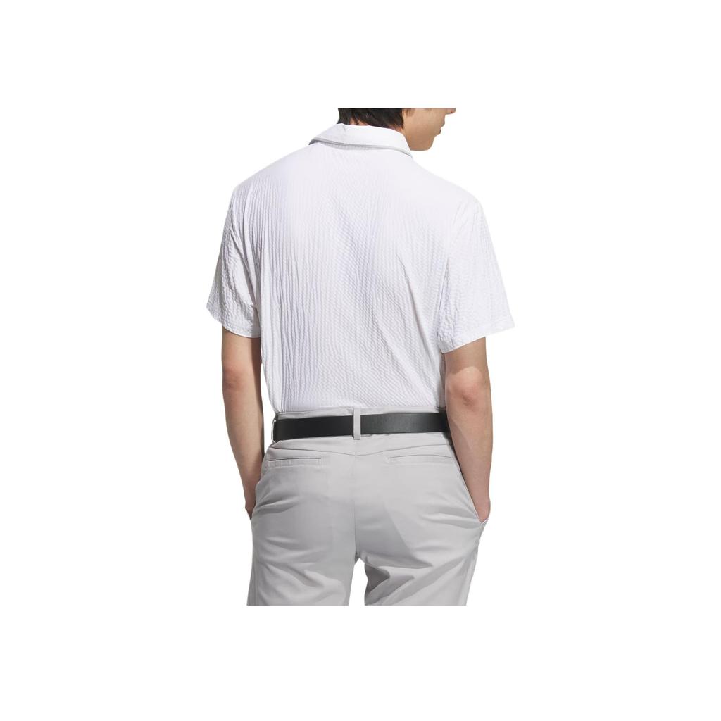 adidas Seersucker Comodo Moda Semplice Versatile Manica Corta Polo Uomo Top Bianco JE7149