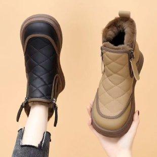 Flat-bottomed Snow Boots Women's 2026 New Winter Velvet Non-slip Short Boots Thickened Warm Cotton Boots Snow Boots