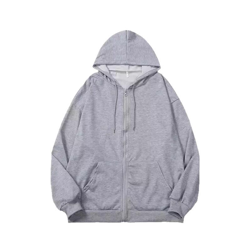 Unisex Casual Sport Hoodie: Velvet-Lined, Trendy Oversized Zip-Up Jacket for Autumn/Winter