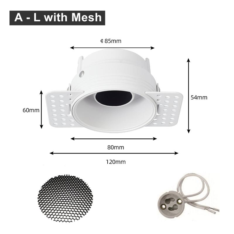 Anti-glare Frameless Recessed LED Ceiling Downlight Bracket Spotlight Adjustable Frame GU10/MR16/11 Lamp Holder Fitting Fixture