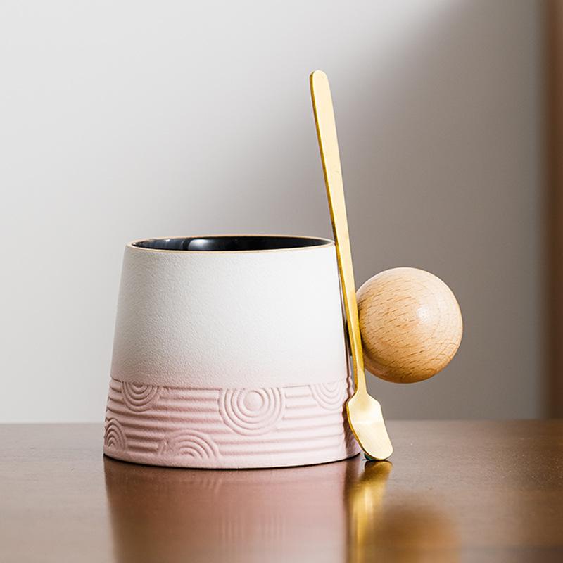 

Градиентная керамическая кружка креативная ретро деревянная ручка стакан для воды офисный дневной чай латте кофейная чашка домашний завтрак набор напитков 210ml