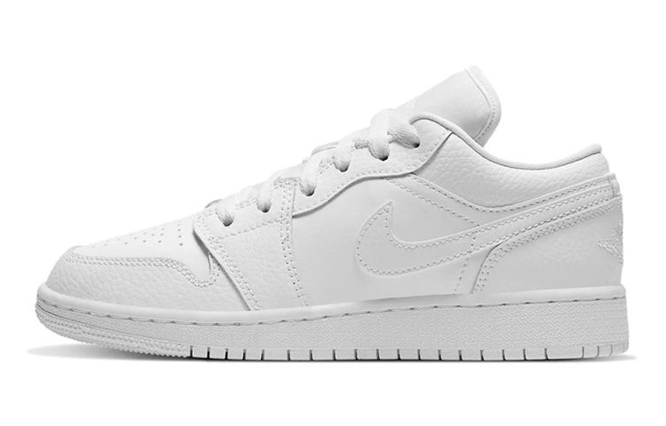 Jordan 1 Low Triple White Tumbled Leather GS 553560-130 37.5