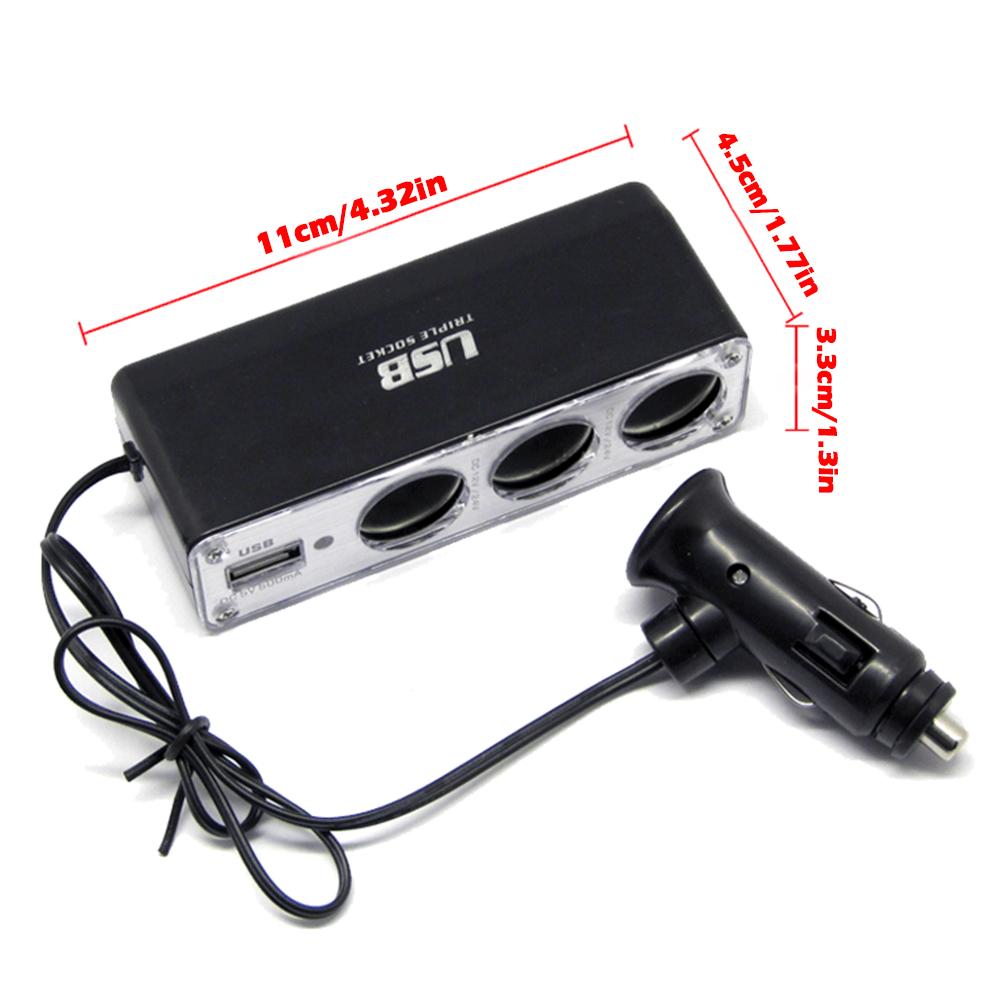 2V/24V 3 Way Multi Socket Car Cigarette Lighter Splitter Car Adapter Accessories Port Plug Char P4B9