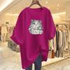 Women's Summer Loose Cartoon Cat Print Cotton T-Shirt