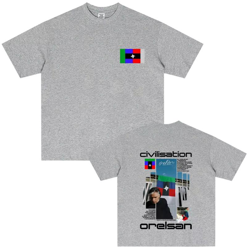 Rapper Orelsan Civilisation Album Graphic T Shirts Unisex Casual Soft Cotton Tshirt Unisex Women Hip Hop Fashion Pop Music Tshirt