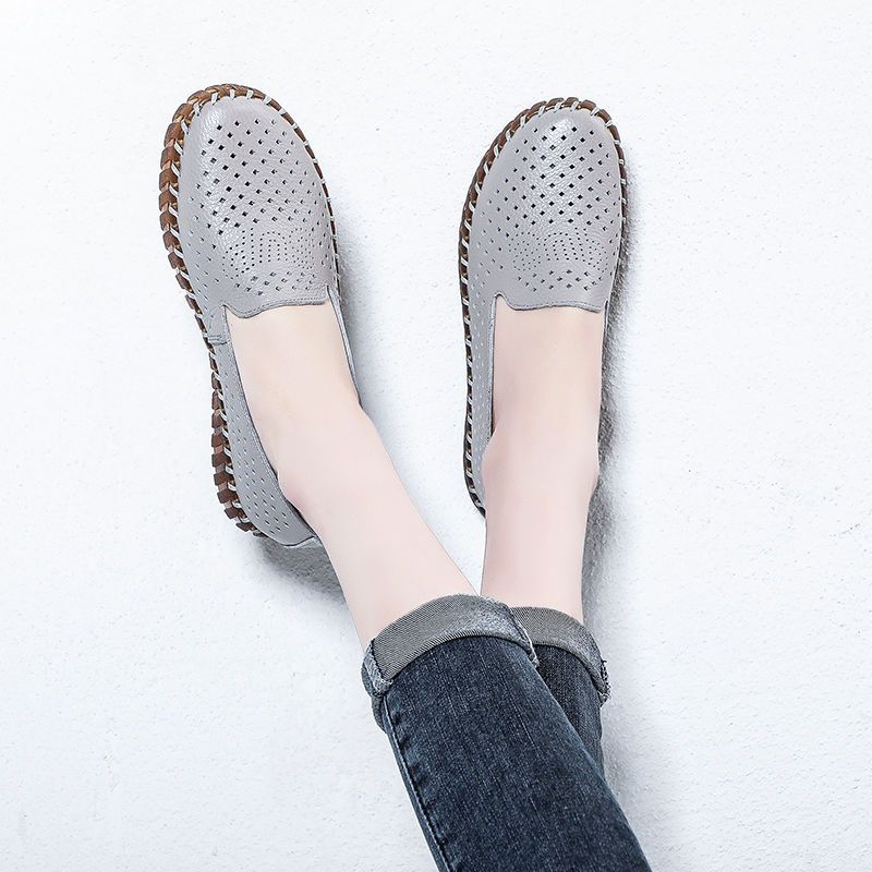 Letní sandály Dámské ploché boty síťovina prodyšná dutá obuv pro volný čas měkká podrážka protiskluzová plochá obuv