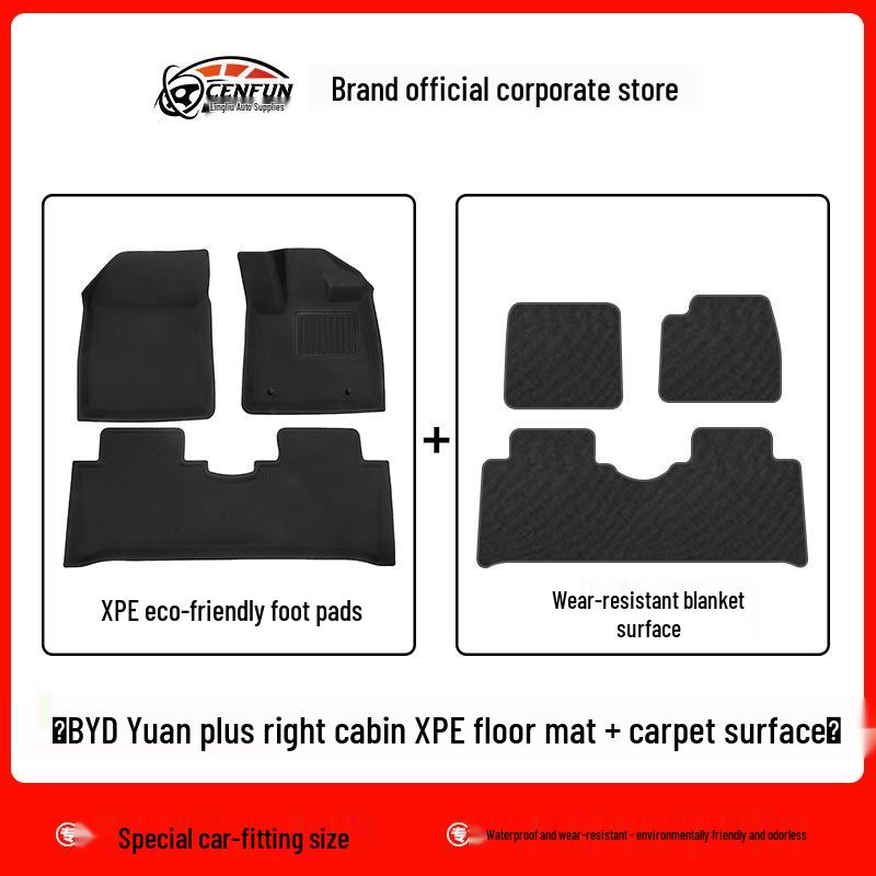 BYD Dolphin Yuan Plus RHD XPE Waterproof Floor and Trunk Mats, Wear-Resistant Backrest Pad