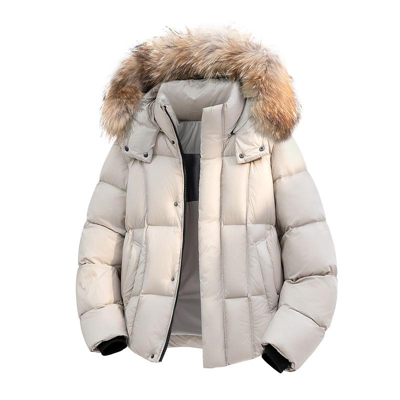 2025 Wintermode: Dicke Daunenjacke mit großem Pelzkragen, 90 % weiße Entendaune, Vielseitig & Warm, Kältebeständige Oberbekleidung