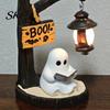 Halloween Ambient Lighting Witch/Ghost LED Lamp, Gothic Resin Ornament with Warm Light for Home Decor Decor, Desktop Spooky Night Party Glow Lamp