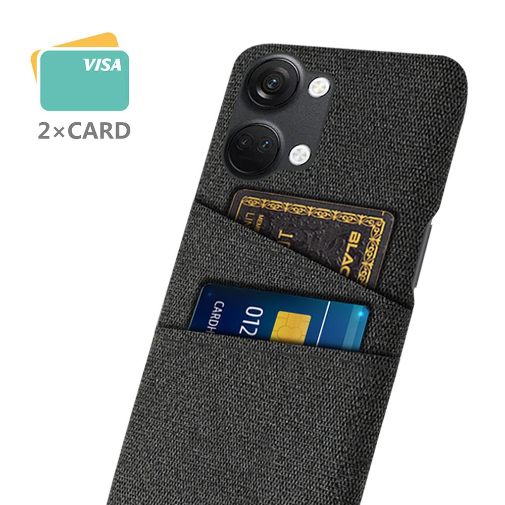 

2 Card Slots Phone Cover for OnePlus Nord 3 5G/Ace 2V,Hard PC+Cloth Phone Case Brown