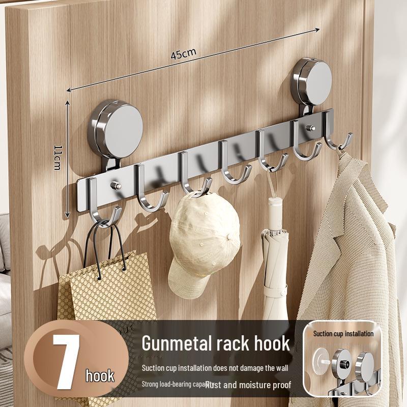 Suction Cup Over-the-Door Hook Rack - Strong Load-Bearing, No-Drill, Wall-Mounted Coat and Hat Hooks for Bathroom.