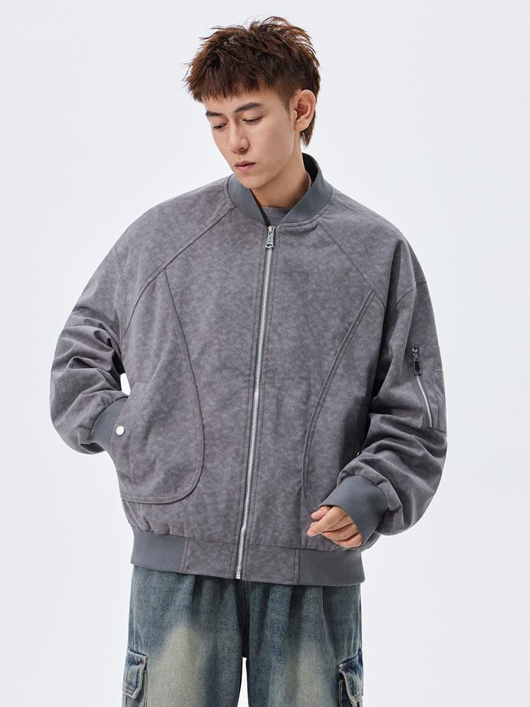 ACU Men's Dirty Color Baseball Jacket | American Workwear Casual Plus Size Loose Autumn/Winter Jacket