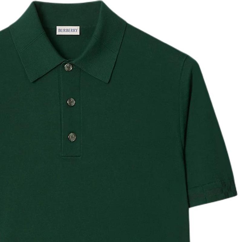 Burberry Polo Shirts Men's Dark Green Polo Collar Moderate Straight Fit 81125251