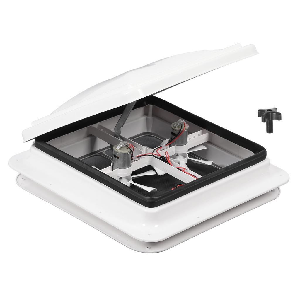 RV Roof Vent Fan DC12V 13.39x13.39in Stainless Steel Dual Inlet and Outlet Air Ventilation Ceiling Fan with Mesh and