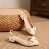 2025 New Bow Round Head Thick Heel High Heels Versatile Niche Bag Head Word with Sandals Women's Empty Single Shoes