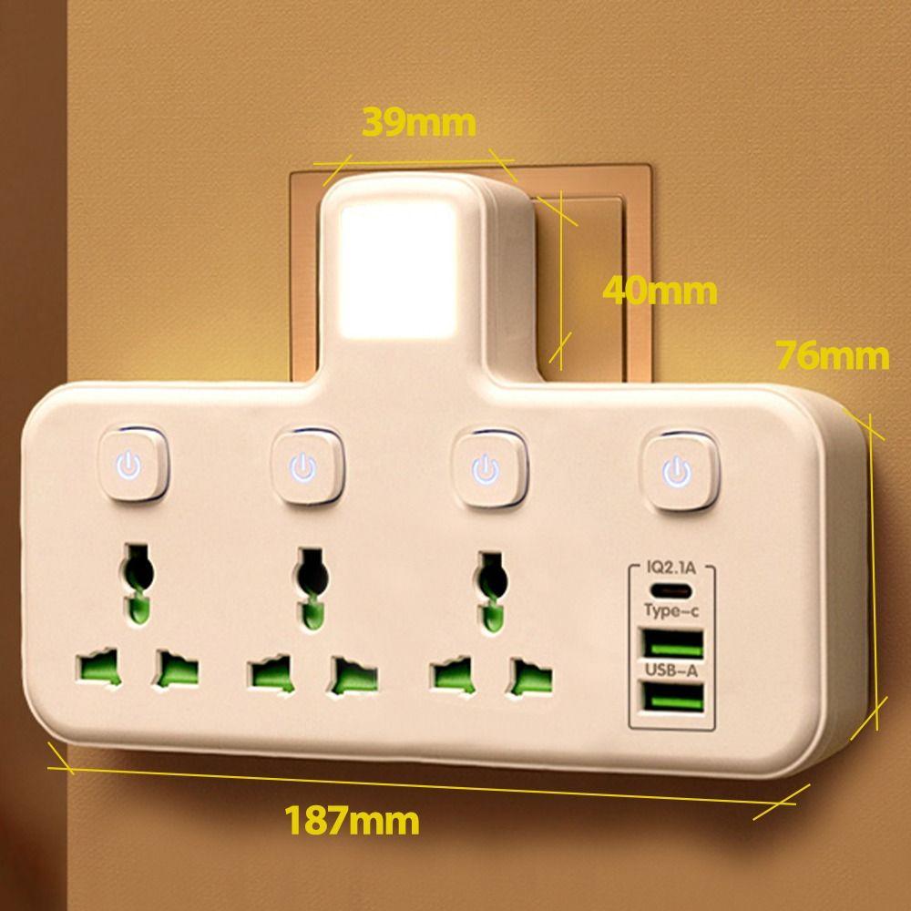 Light Indicator AC Power Strip Durable Wall Mounted Socket  Home Office