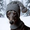 Sombrero de Punto Transpirable Elástico para Perro Cubre Orejas Acogedor Envoltura para Cabeza de Mascota con Bola Calentador para Cuello y Cabeza Protector Uso Diario