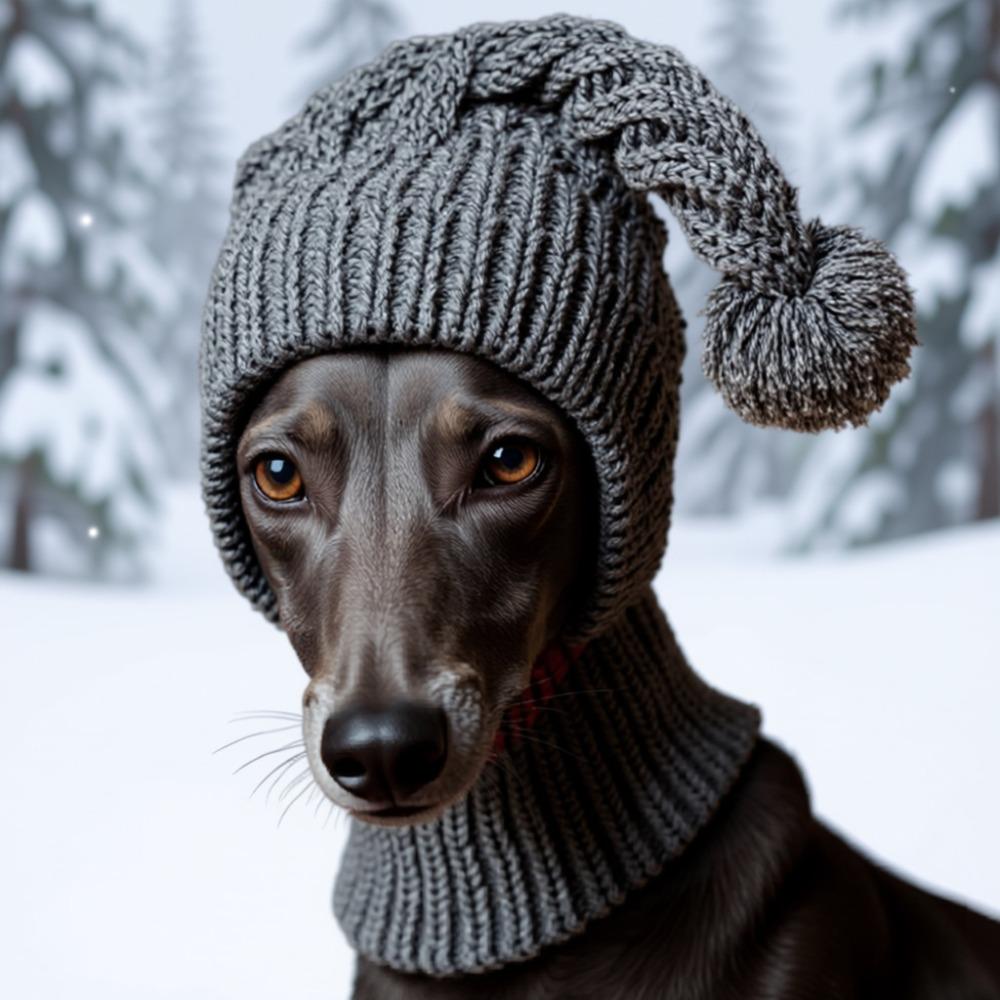 Sombrero de Punto Transpirable Elástico para Perro Cubre Orejas Acogedor Envoltura para Cabeza de Mascota con Bola Calentador para Cuello y Cabeza Protector Uso Diario