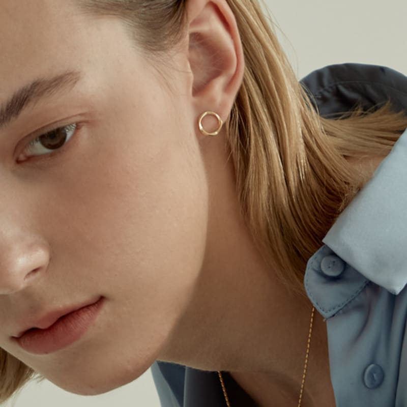 

LUNNE 14k Circle Wave Earrings (14k Gold) #ES30 14k gold (pair)