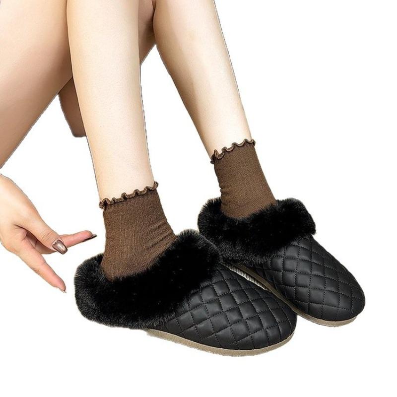 Autumn and winter new velvet cotton slippers women's household indoor non-slip thick-bottomed plush warm plush slippers
