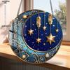 Vintage Acrylic Sign, Sun and Moon Stained Suncatcher Window Hanging Ornaments Acrylic Plate for Home Room Wall Decoration Garden Hallway Pendant Diy