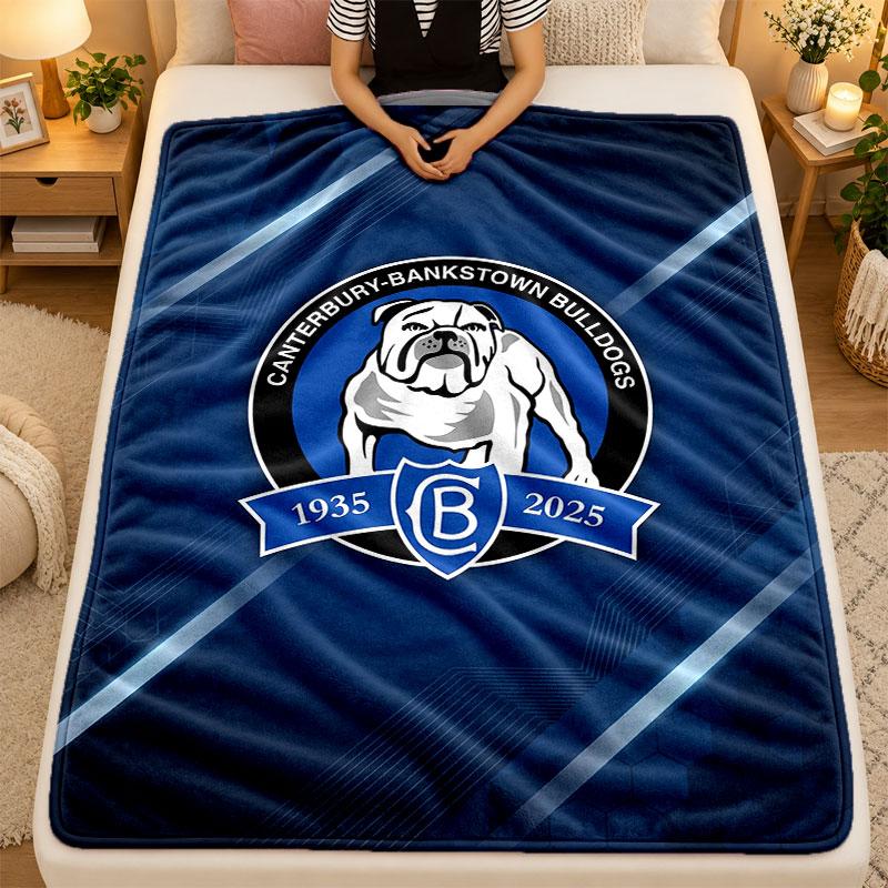 Flannel BlanketCanterbury-Bankstown Bulldogs Warm Soft Throw Blanket for Indoor Sofa Bed Living Room Use