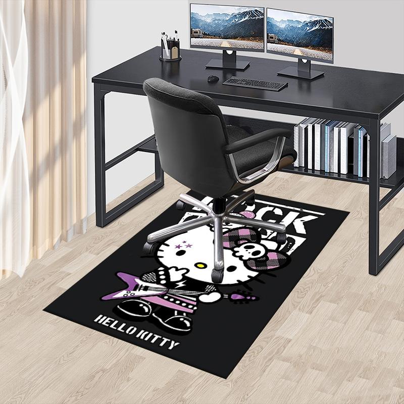 1pc ROCK HELLO KITTY Home Office, Durable Polyester Floor Mat with Easy, Office Decor, Urban Style, Nonslip Backing, Highquality Fabric
