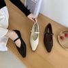 2025 Spring New Round Head with Soft Sole Doudou Pregnant Women Open Spring Short Thick Heel Commuting Work Women's Single Shoes
