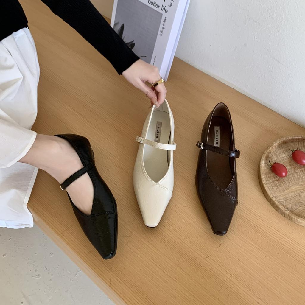 2025 Spring New Round Head with Soft Sole Doudou Pregnant Women Open Spring Short Thick Heel Commuting Work Women's Single Shoes