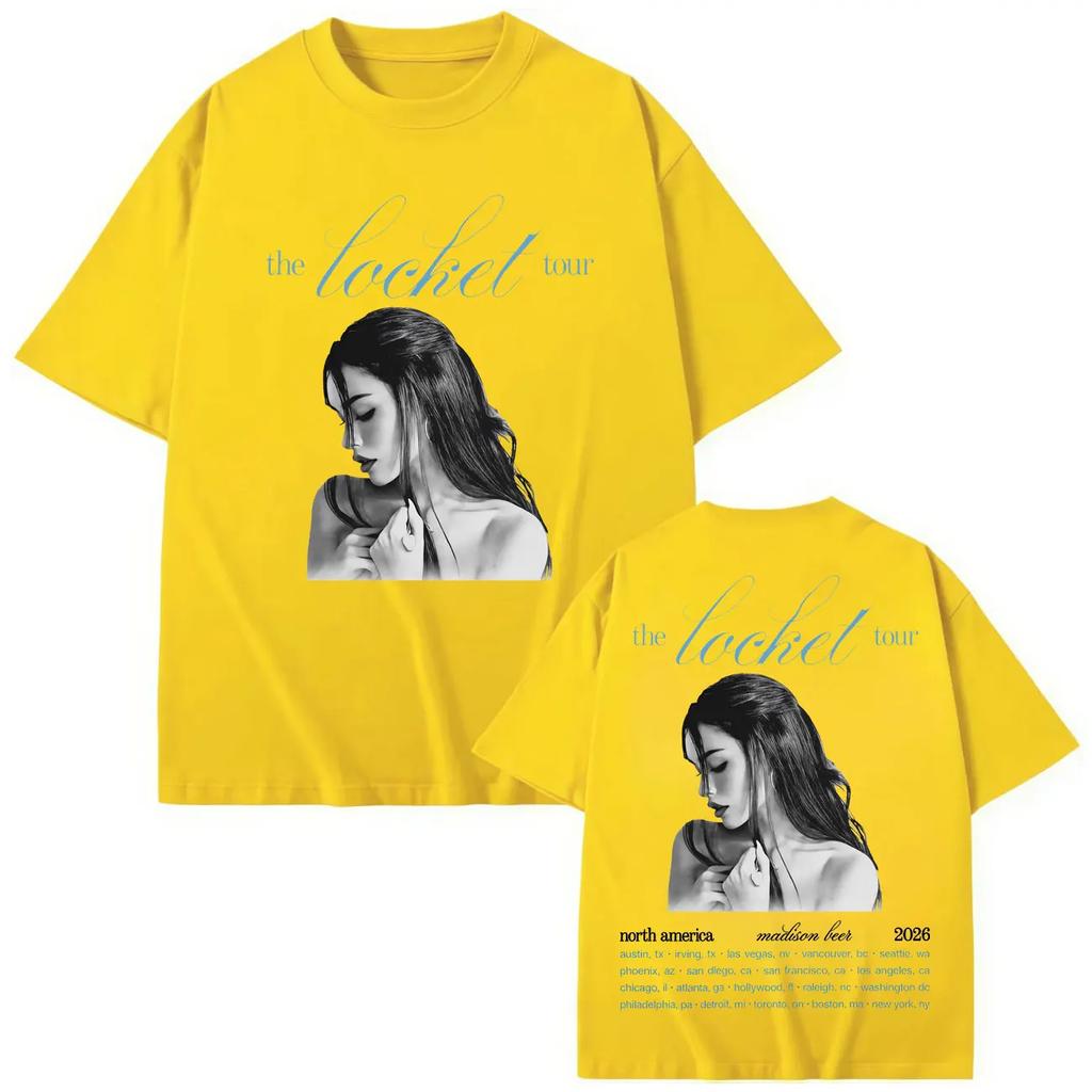 Singer Madison Beer The Locket Tour 2026 Graphic T Shirts Fashion Aesthetic Oversized Tshirts Unisex Women Casual Cotton Tshirt