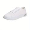 Women'S Breathable Casual Sneakers - Summer White & Black Low-Top Lace-Up Shoes with Rubber Sole, Fabric Lining, and Plain Toe Design for Casual Attir