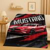 3D Mustang Rennwagen Logo Flanelldecke, Ultra Weiche Warme Plüschdecke für Zuhause Schlafzimmer Bett Sofa Abdeckung Picknick Kinder Büro