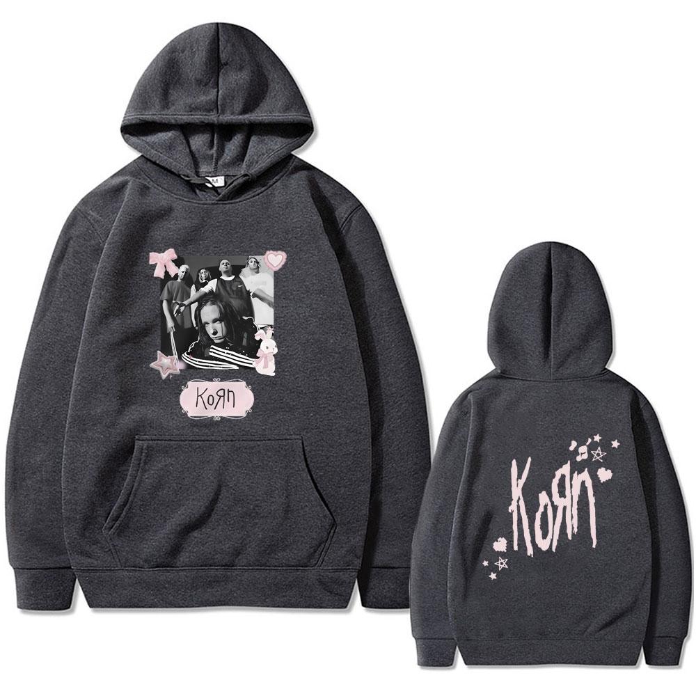 Rock Band Korn Vintage Oversized Hoodie Men Women Funny Kawaii Cute Pink Merch Hoodies Male Alternative Nu Metal Music Pullover