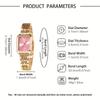 Fashion Stainless Steel Wristwatch Bracelet Set Rhinestone Quartz Quartz Watches Folding buckle Square Strap Watch Student