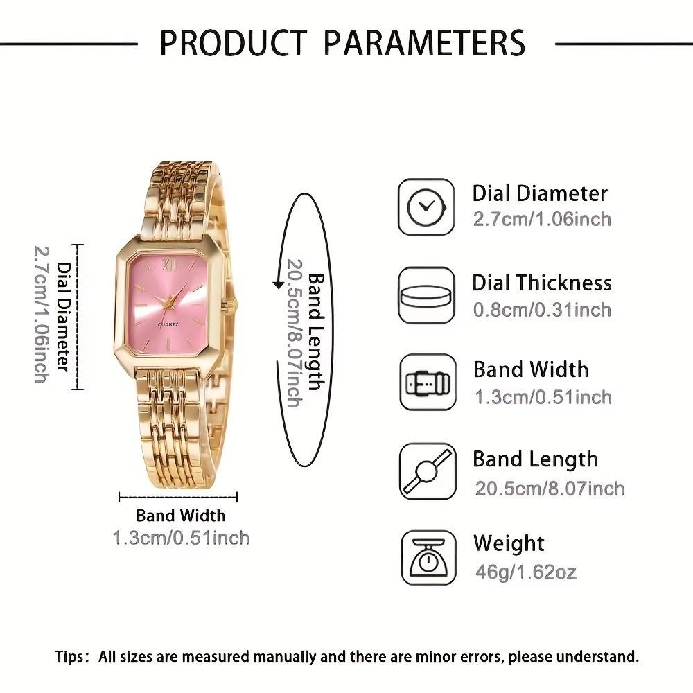 Fashion Stainless Steel Wristwatch Bracelet Set Rhinestone Quartz Quartz Watches Folding buckle Square Strap Watch Student
