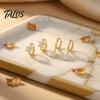 Gold Plated Hoop Earrings for Women 3 Pairs Star Zirconia Flower Drop Earrings, Minimalist Dangle Versatile Earring Set Daily Wear Women,