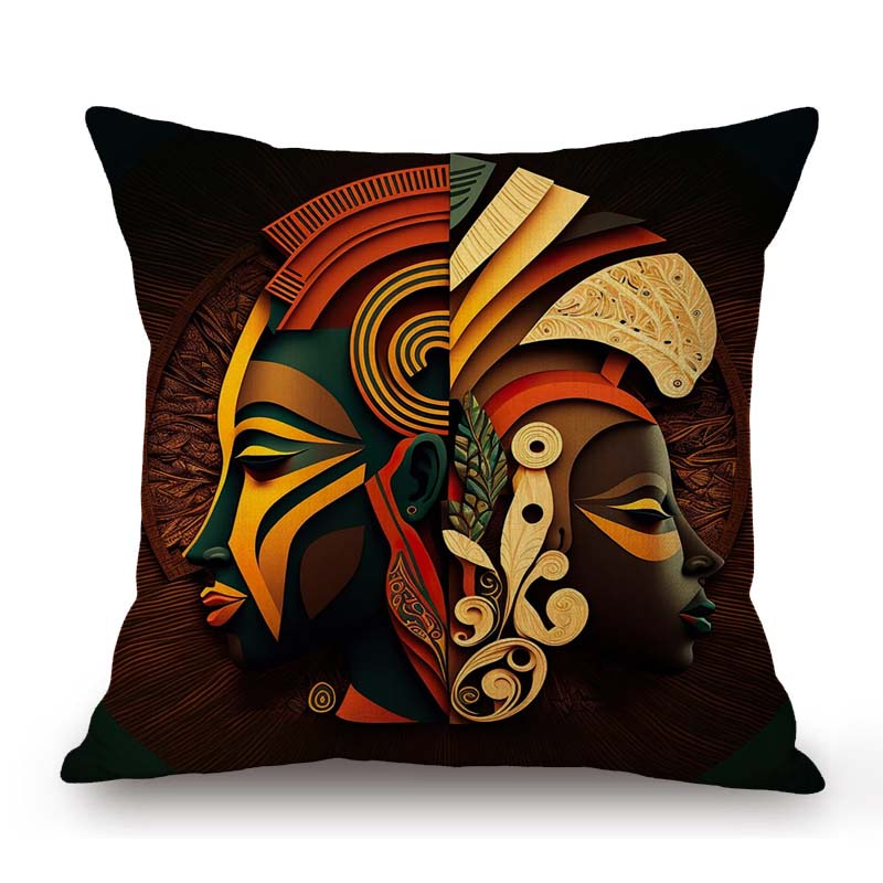 Abstract Oil Painting African Girl Lady Ethnic Decoration Sofa Throw Pillow Case Cotton Linen Cushion Cover