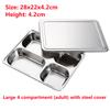 304 Stainless Steel Divided Dinner Tray Lunch Container Food Plate for School Canteen 3/5/4 Section Divided Bento Tray Tableware