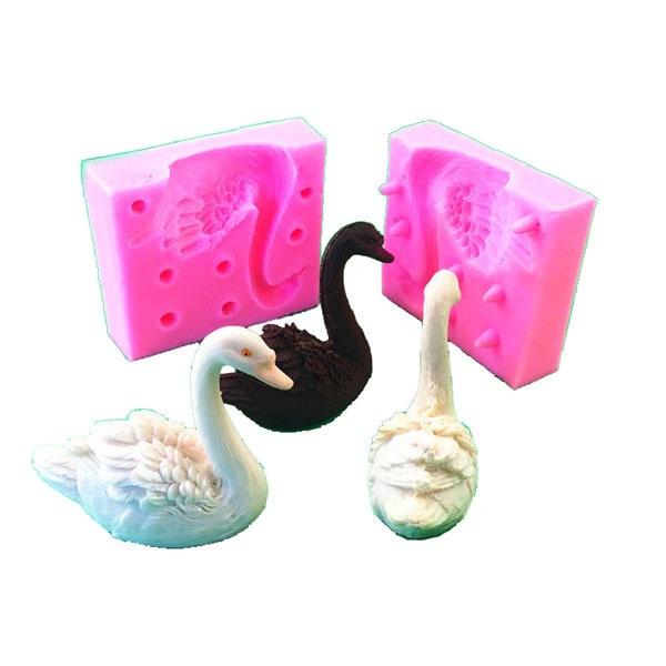 3D Swan Shaped Chocolate Mold Silicone Fondant Mould Cake Baking Tool Pink