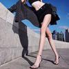 2024 Summer New High Heels Women's Temperament Rhine-diamond Cross-band Hollow Sexy Pointy Thin Heel One-line Strap Sandals
