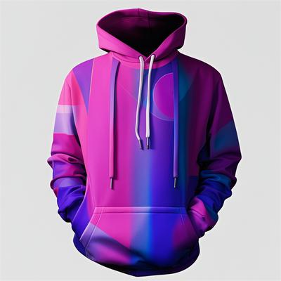 Mode 3D Geprint Paarse Hoodie Heren Casual Design Capuchon Sportshirt Lente Herfst Straat Hip Hop Herenkleding Tops