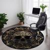 1pc Skull Roses Artwork Chair Carpet for Office, Round Non Slip Durable Large Size Office Carpet, Suitable for Office