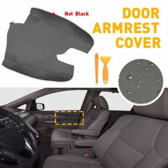 2X Fits For 11-17 Honda Door Odyssey Armrest Leather Upholstery Cover Dark Gray