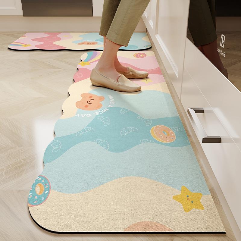 Rug for Kitchen Water-absorbing Quick-drying Oil-absorbing Floor Mat Diatom Mud Anti-slip Mats Irregular Shape Long Strip Carpet