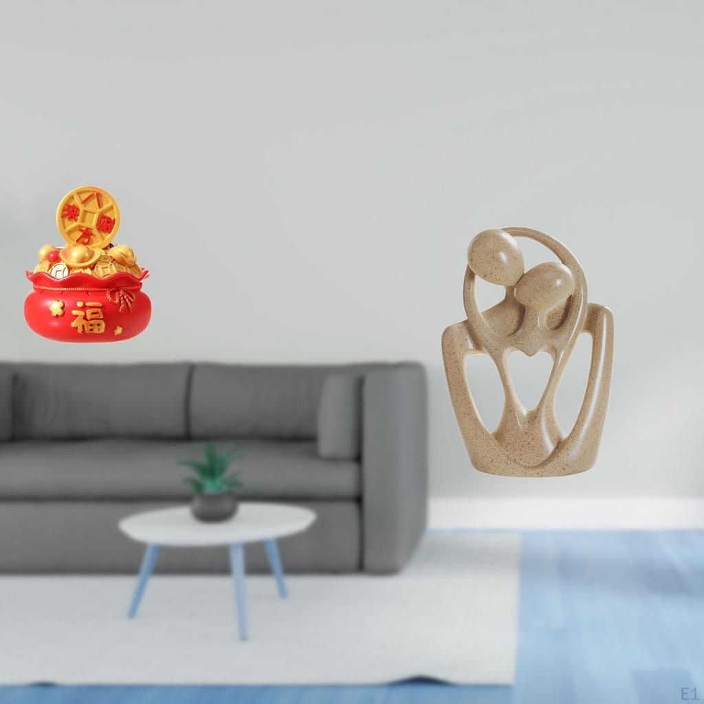 Festival Treasure Basin Ornament And Abstract Couple Resin Sculpture for Bedroom Bookcase Cafe