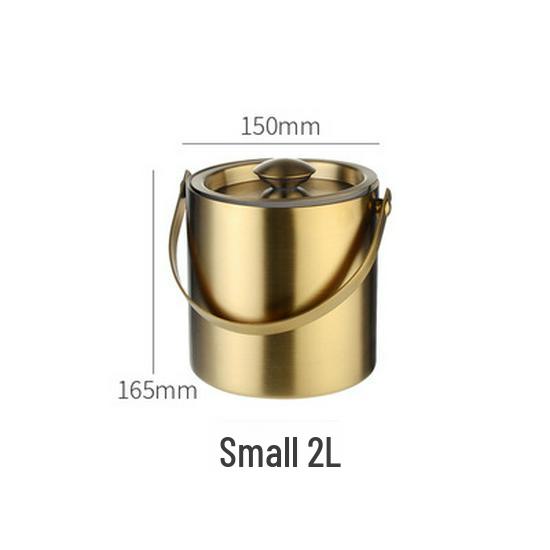 Nerezový 3L dvoustěnný izolovaný kbelík na led pro bar, víno a pivo.