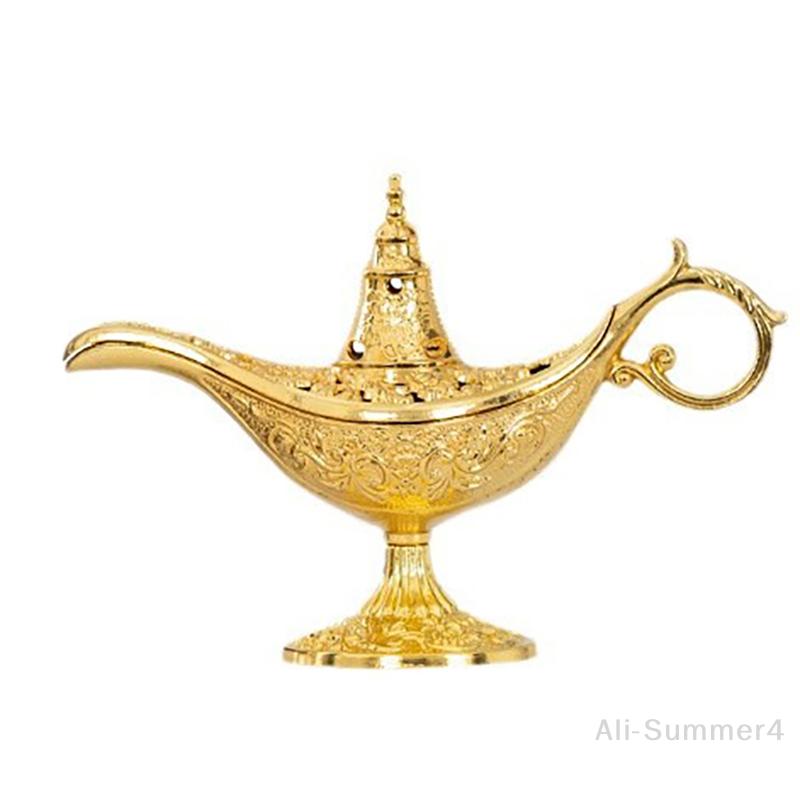 Hollow Legend Aladdin Magic Genie Lamps Incense Burners Retro Wishing Oil Lamp Home Decor Gift
