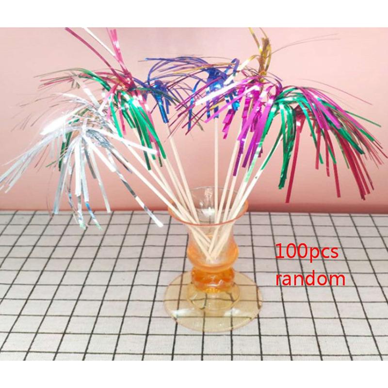 100Pcs Firework Cocktail Picks Cupcake Toppers Drink Appetizer Toothpicks New