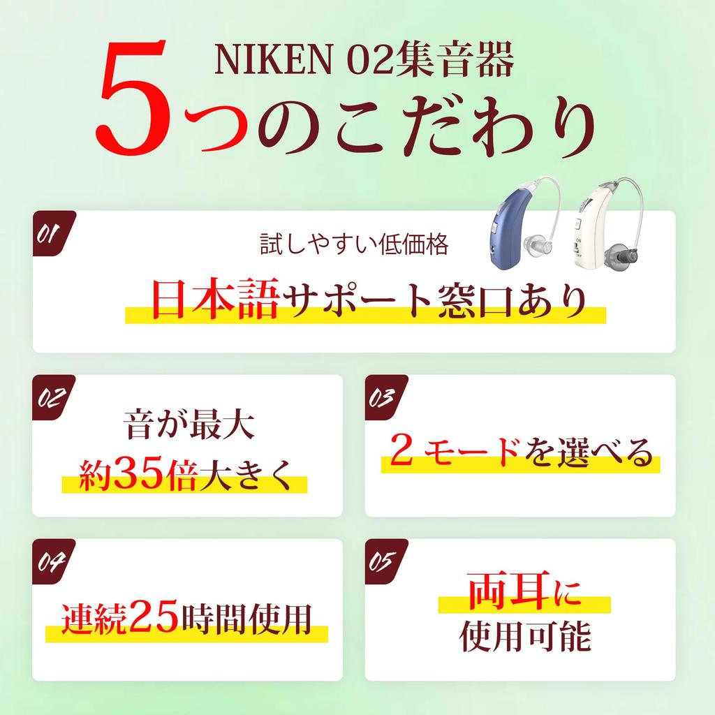 NIKEN Hearing Recommended by Singer Aki Ear 25 Hours of Suitable for Both Left and Right with Bass and Treble Suitable for Respect for the Aged Day