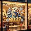 Removable Window Film for Home Russian New Year Sheep Cling 2027 PVC Static Sticker with Scratch Resistant Bathroom Decals Tree and Snowflake